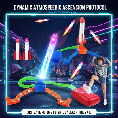 High-Flying Air Rocket Launcher: Active Outdoor Foot Stomp Game - Energy-Burning Interactive Toy for Backyard & Park, Durable Soaring Rocket Set for Active Play